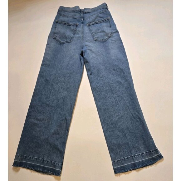 Gap High Rise Wide Leg Trouser Jeans Light Indigo Blue 27 4R Raw Hem 760313-00 - Picture 2 of 13